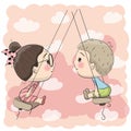 Boy and Girl on the swing Royalty Free Stock Photo