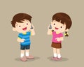 Boy and girl talking on the cell phone