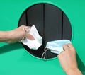 boy and girl throw the surgical masks in the trash to avoid envi