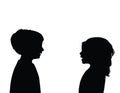 Children talking heads silhouette vector
