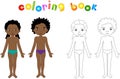 Boy and girl unclothed. Educational coloring book for kids Royalty Free Stock Photo