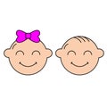 boy and girl, vector icon. smiling faces of kids Royalty Free Stock Photo