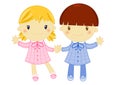 Boy and girl wearing primary school pinafore Royalty Free Stock Photo