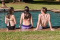Boy Girls Swim Pool Relaxing Royalty Free Stock Photo