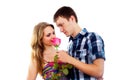 Boy gives a girl a rose Royalty Free Stock Photo