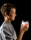Boy with glass of milk Royalty Free Stock Photo