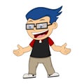 A boy with glasses smile cartoon