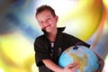 Boy with globe Royalty Free Stock Photo