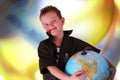 Boy with globe