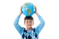 Boy with a globe of the world Royalty Free Stock Photo