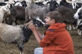 Boy and a goat Royalty Free Stock Photo