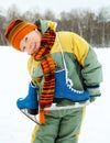 Boy going ice skating Royalty Free Stock Photo