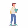 Boy going to primary or secondary school. Happy student holding books Royalty Free Stock Photo