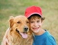 Boy and Golden Retriever Royalty Free Stock Photo