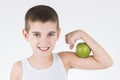 Boy with green apple Royalty Free Stock Photo