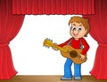 Boy guitar player on stage theme 1 Royalty Free Stock Photo