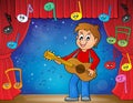 Boy guitar player on stage theme 2 Royalty Free Stock Photo