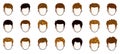 Boy hairstyles heads vector illustrations set isolated on white background, early teen kid boy attractive beautiful haircuts Royalty Free Stock Photo