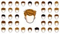 Boy hairstyles heads vector illustrations set isolated on white background, early teen kid boy attractive beautiful haircuts Royalty Free Stock Photo