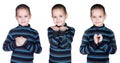 Boy hand gestures Royalty Free Stock Photo