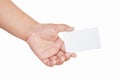 Boy hand holding blank card, isolated Royalty Free Stock Photo