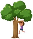 A boy hanging on a tree in cartoon style Royalty Free Stock Photo