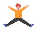 Boy Happily Jumping, Happy Kid Having Fun Vector Illustration Royalty Free Stock Photo
