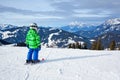 Boy has a fun on ski Royalty Free Stock Photo