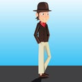 Boy in a hat taking a walk / ilustration Royalty Free Stock Photo