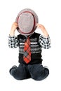 Boy with hat and tie studio shot isolated on a white background Royalty Free Stock Photo