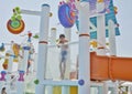 The Boy is Have Fun in the Aqua Park Royalty Free Stock Photo