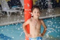 Boy having fun in aqua park Royalty Free Stock Photo