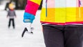 Boy is having fun while skating on natural ice Royalty Free Stock Photo