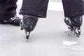 Boy is having fun while skating on natural ice Royalty Free Stock Photo