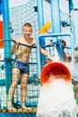 Boy having fun with water bucket Royalty Free Stock Photo