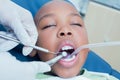 Boy having his teeth examined by dentist Royalty Free Stock Photo