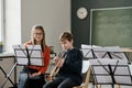 Boy Having Trumpet Class Royalty Free Stock Photo