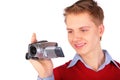 Boy with HDV camera Royalty Free Stock Photo