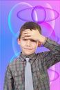 Boy with head ache Royalty Free Stock Photo