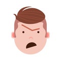 Boy head emoji with facial emotions, avatar character, man anger face with different male emotions concept. flat design.