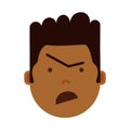 Boy head emoji with facial emotions, avatar character, man anger face with different male emotions concept. flat design.