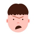 Boy head emoji with facial emotions, avatar character, man anger face with different male emotions concept. flat design. Royalty Free Stock Photo