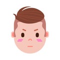 Boy head emoji personage icon with facial emotions, avatar character, man embarrass face with different male emotions Royalty Free Stock Photo