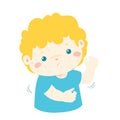 Boy with health problem allergy rash itching. Royalty Free Stock Photo