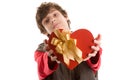 Boy with heart gift