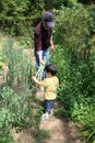 Boy Helping Grandpa In The Garden Royalty Free Stock Photo