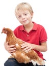 Boy and a hen. Royalty Free Stock Photo