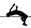 Boy High Jumper Leaping Over Bar