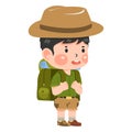 Boy hiker With Backpack cartoon Royalty Free Stock Photo