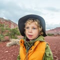 Boy hiking in Capitol reef National park, Utah, USA Royalty Free Stock Photo